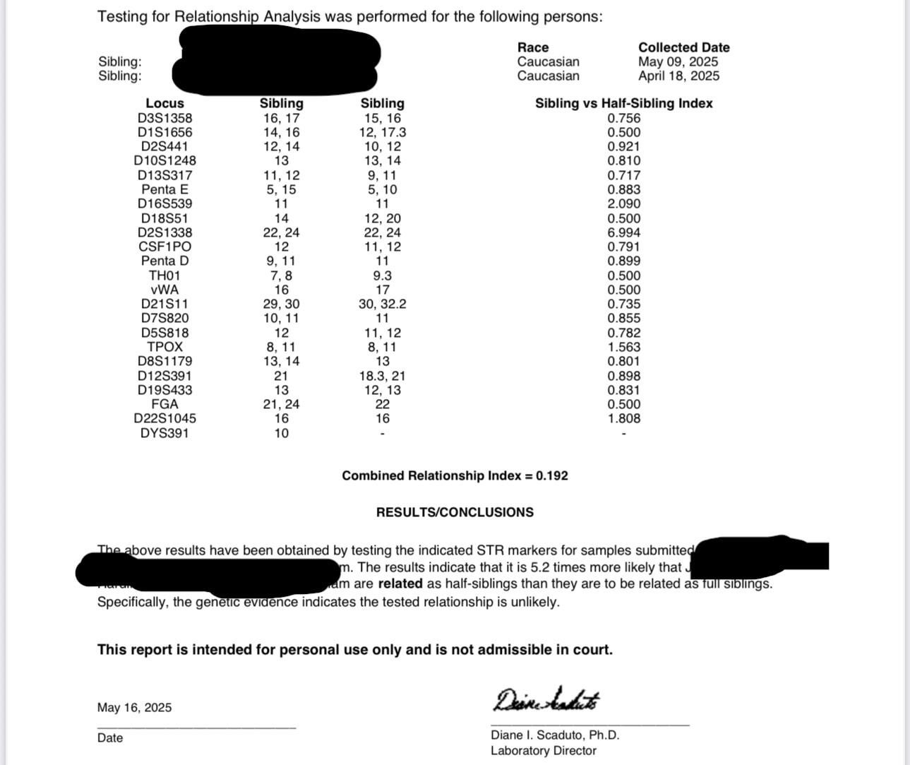 sibling paternity test at home