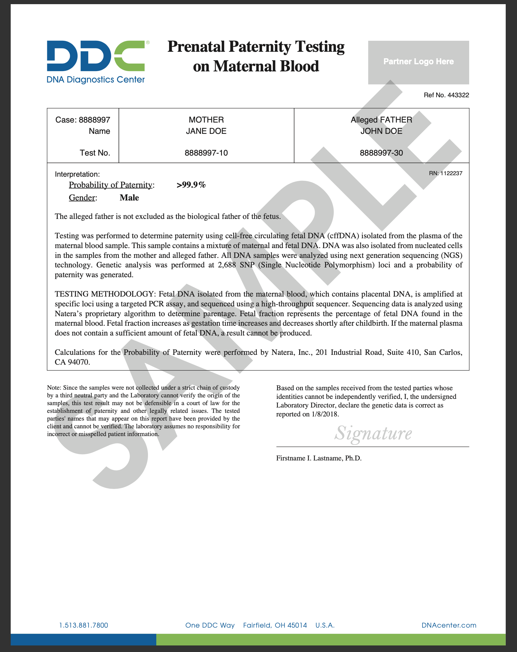 ddc non invasive paternity test